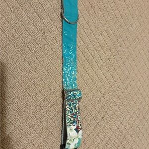 Stylish Teal Dog Collar with Glitter Accents by Hellowshibe